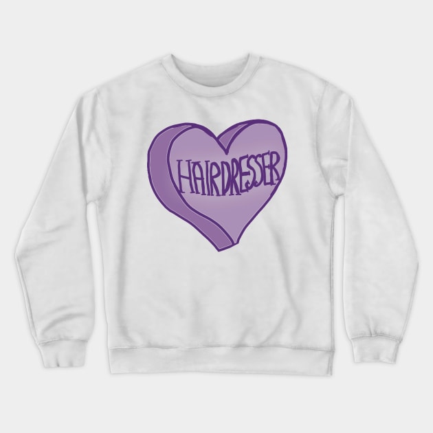 Purple Hair Stylist Love Heart Crewneck Sweatshirt by ROLLIE MC SCROLLIE